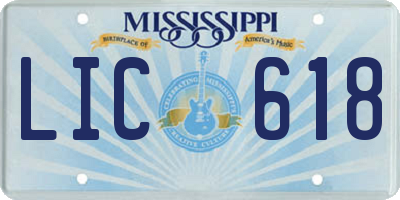 MS license plate LIC618