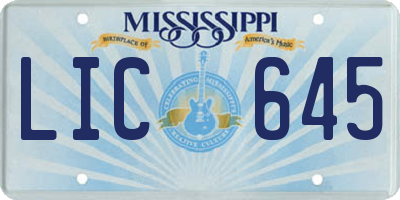 MS license plate LIC645