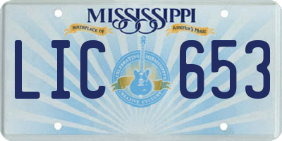 MS license plate LIC653