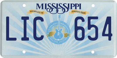 MS license plate LIC654