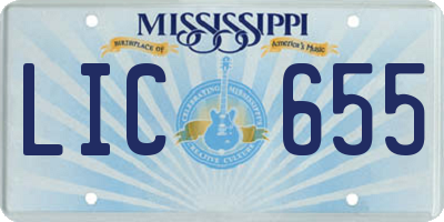 MS license plate LIC655
