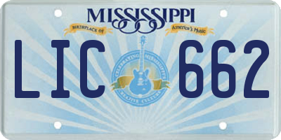 MS license plate LIC662