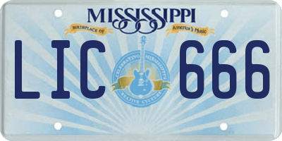 MS license plate LIC666