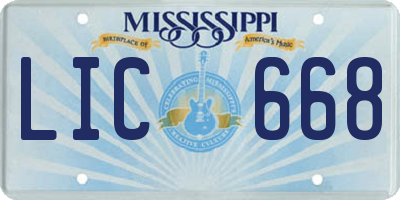 MS license plate LIC668