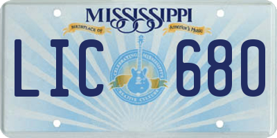 MS license plate LIC680