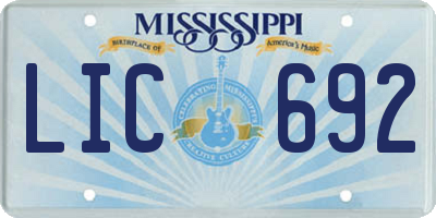 MS license plate LIC692