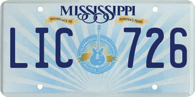 MS license plate LIC726