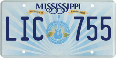 MS license plate LIC755