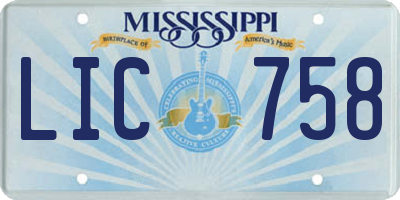 MS license plate LIC758