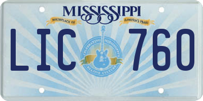 MS license plate LIC760