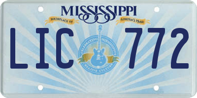 MS license plate LIC772