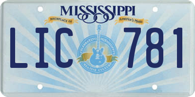 MS license plate LIC781