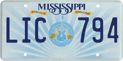 MS license plate LIC794