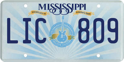 MS license plate LIC809
