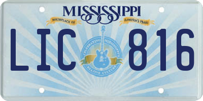 MS license plate LIC816
