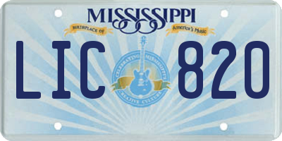 MS license plate LIC820