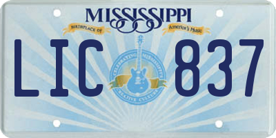 MS license plate LIC837