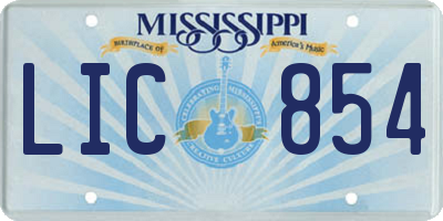 MS license plate LIC854