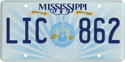 MS license plate LIC862