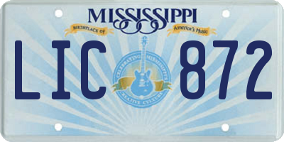 MS license plate LIC872