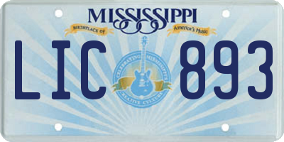 MS license plate LIC893