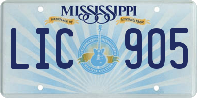 MS license plate LIC905