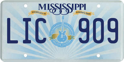 MS license plate LIC909
