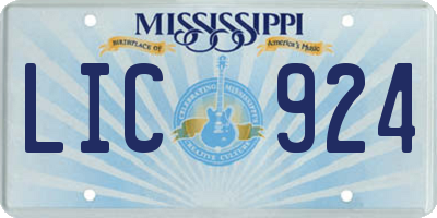 MS license plate LIC924