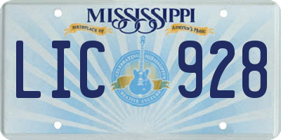 MS license plate LIC928