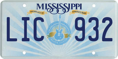 MS license plate LIC932