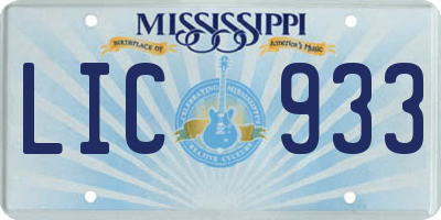 MS license plate LIC933