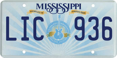 MS license plate LIC936