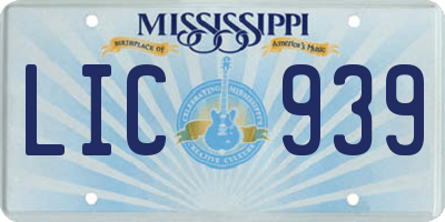 MS license plate LIC939