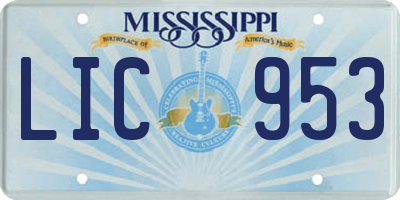 MS license plate LIC953