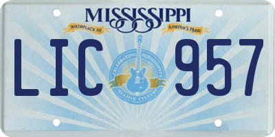 MS license plate LIC957
