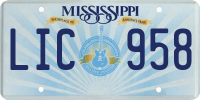MS license plate LIC958