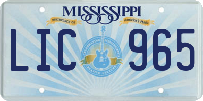 MS license plate LIC965