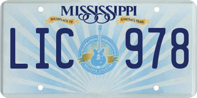 MS license plate LIC978
