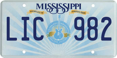 MS license plate LIC982