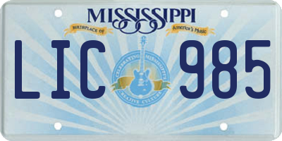 MS license plate LIC985