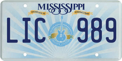 MS license plate LIC989
