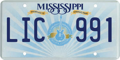 MS license plate LIC991