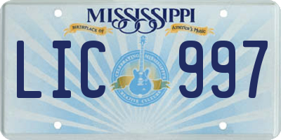 MS license plate LIC997