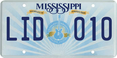 MS license plate LID010