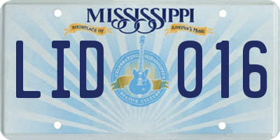 MS license plate LID016