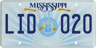 MS license plate LID020