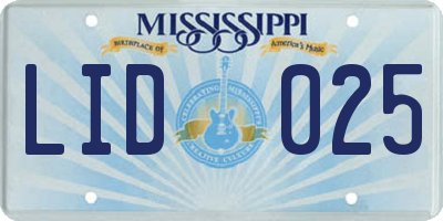 MS license plate LID025