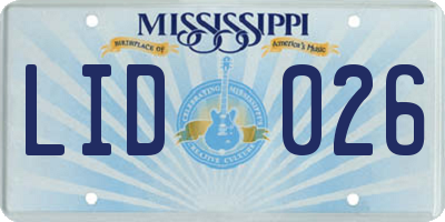 MS license plate LID026