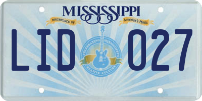MS license plate LID027