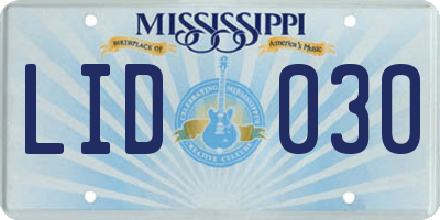 MS license plate LID030